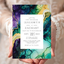 Elegante Abstracte Plum Green Gold Wedding