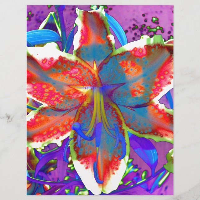 Elegante abstracte retro rode blauwe bloem (Voorkant)