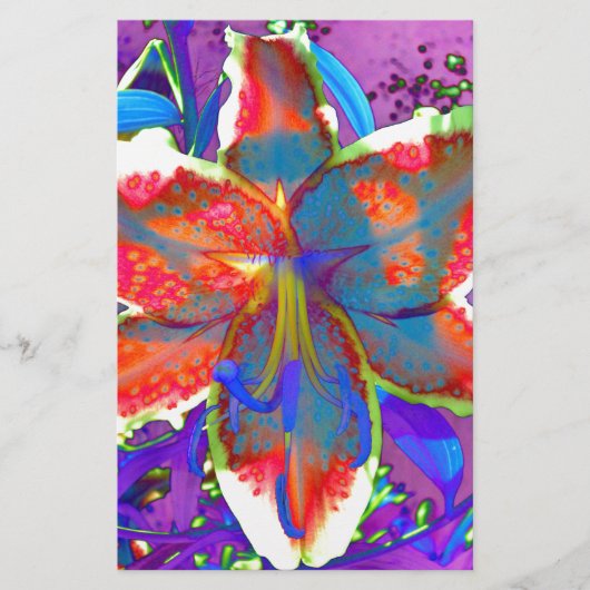 Elegante abstracte retro rode blauwe bloemige wate briefpapier (Voorkant)