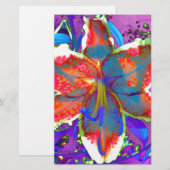 Elegante abstracte retro rode blauwe bloemige wate briefpapier (Voorkant / Achterkant)