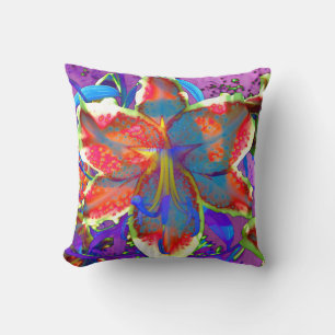 Elegante abstracte retro rode blauwe bloemige wate kussen