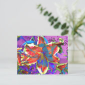 Elegante abstracte retro rood blauw florale waterv briefkaart (Staand voorkant)