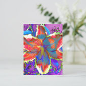 Elegante abstracte retro rood blauw florale waterv briefkaart (Staand voorkant)