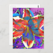 Elegante abstracte retro rood blauw florale waterv briefkaart (Voorkant / Achterkant)