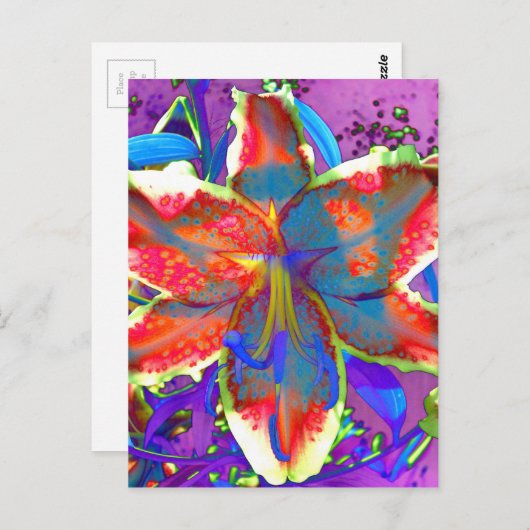 Elegante abstracte retro rood blauw florale waterv briefkaart (Voorkant / Achterkant)