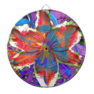 Elegante abstracte retro rood blauw florale waterv dartbord