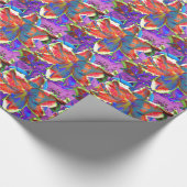 Elegante abstracte retro rood blauwe bloem cadeaupapier (Hoek)