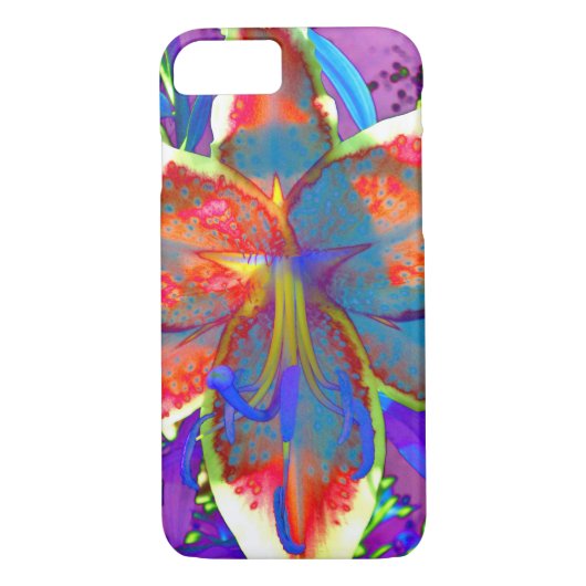 Elegante abstracte retro rood blauwe bloem Case-Mate iPhone case (Achterkant)