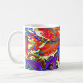 Elegante abstracte retro rood blauwe bloem koffiemok (Links)