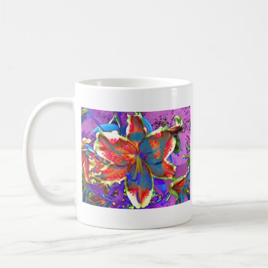 Elegante abstracte retro rood blauwe bloem koffiemok (Links)