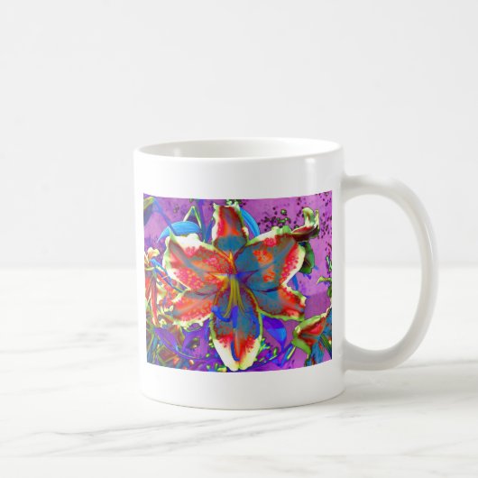 Elegante abstracte retro rood blauwe bloem koffiemok (Rechts)