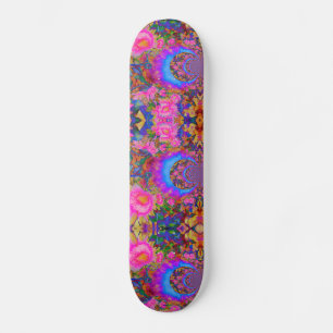 Elegante abstracte retro roze bloemen zonnebloemen persoonlijk skateboard