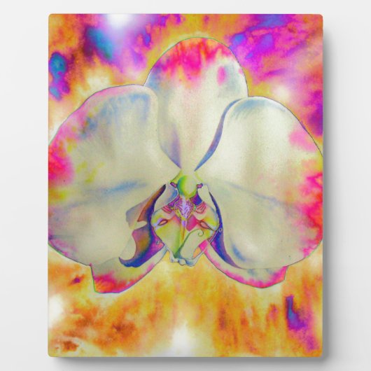 Elegante abstracte retro waterverf roze orchidee fotoplaat (Voorkant)