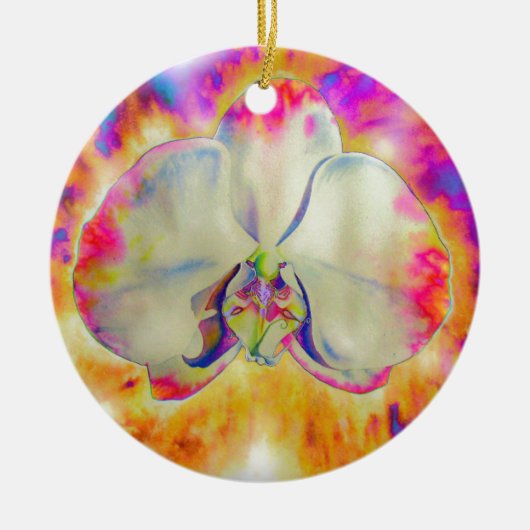 Elegante abstracte retro waterverf roze orchidee keramisch ornament (Voorkant)