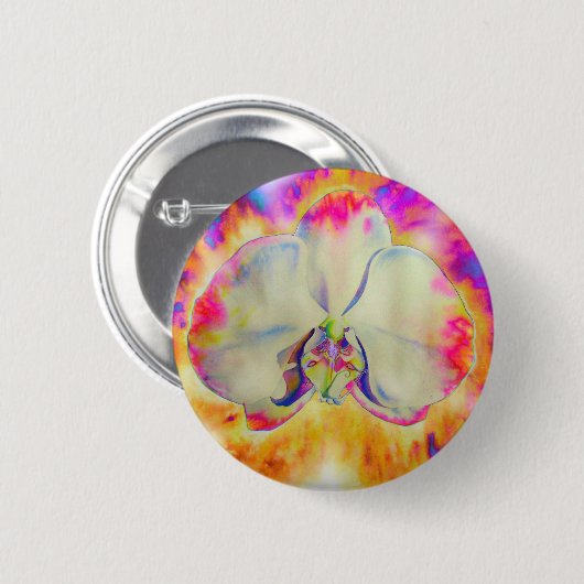 Elegante abstracte retro waterverf roze orchidee ronde button 5,7 cm (Voorkant /achterkant)