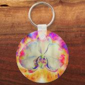 Elegante abstracte retro waterverf roze orchidee sleutelhanger (Voorkant)
