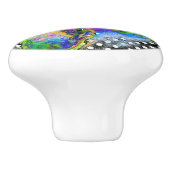 Elegante abstracte rode florale waterverf polka do keramische knop (Zijkant)