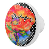 Elegante abstracte rode florale waterverf polka do keramische knop (Rechts)