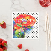Elegante abstracte rode florale waterverf polka do servetten (Insitu)