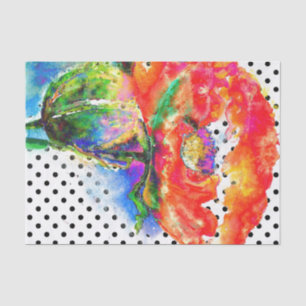 Elegante abstracte rode florale waterverf polka do tissuepapier