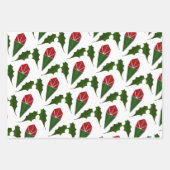 Elegante Abstracte rode rozen & bladeren bloemmoti Inpakpapier Vel (Voorkant 3)