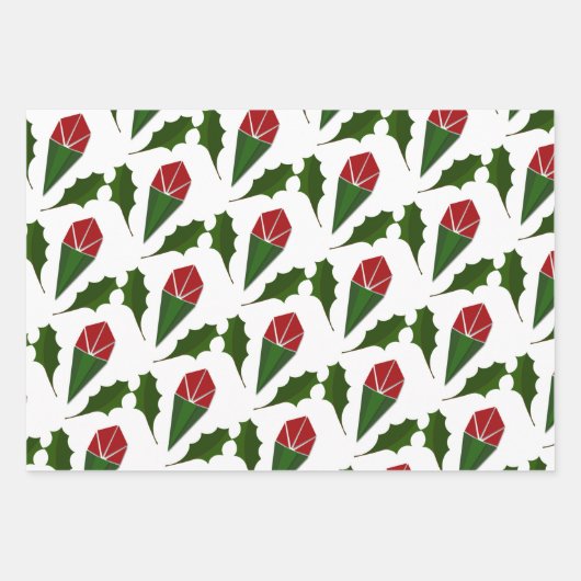 Elegante Abstracte rode rozen & bladeren bloemmoti Inpakpapier Vel (Voorkant 3)