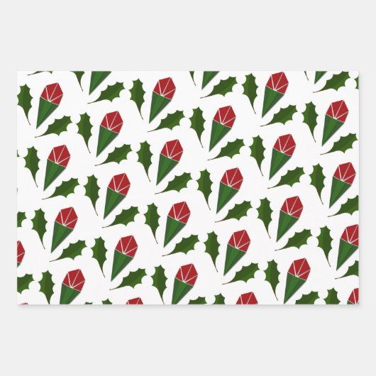 Elegante Abstracte rode rozen & bladeren bloemmoti Inpakpapier Vel (Voorkant 2)