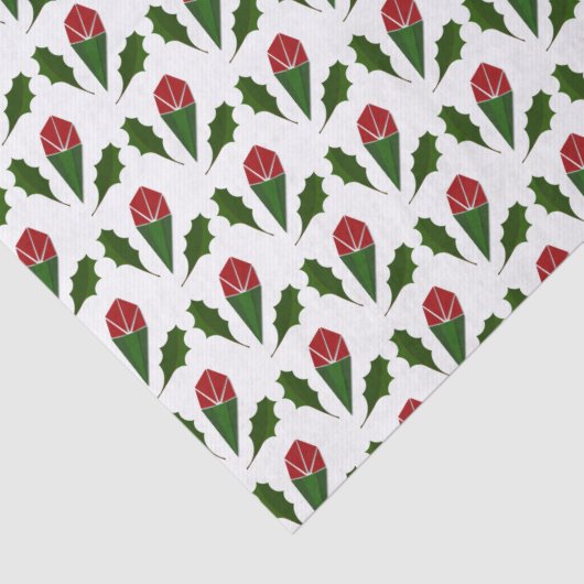 Elegante Abstracte rode rozen & bladeren bloemmoti Tissuepapier (Detail)