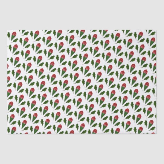 Elegante Abstracte rode rozen & bladeren bloemmoti Tissuepapier (Voorkant)