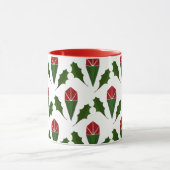 Elegante Abstracte rode rozen & Holly bloemenpatro Mok (Midden)