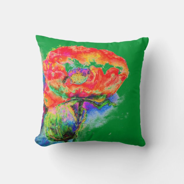 Elegante abstracte rode waterverf bloem kussen (Voorkant)