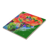 Elegante abstracte rode waterverf bloemen tegeltje (Zijkant)