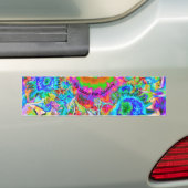 Elegante abstracte roze blauwe bloementuin bumpersticker (Op auto)