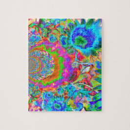 Elegante abstracte roze blauwe bloementuin legpuzzel