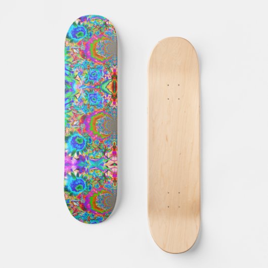 Elegante abstracte roze blauwe bloementuin persoonlijk skateboard (Voorkant)