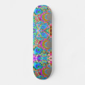 Elegante abstracte roze blauwe bloementuin persoonlijk skateboard (Voorkant)