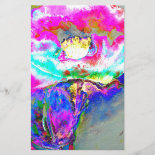 Elegante abstracte roze blauwgroen bloemenschilder briefpapier