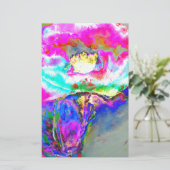 Elegante abstracte roze blauwgroen bloemenschilder briefpapier (Staand voorkant)