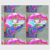 Elegante abstracte roze blauwgroen bloemenschilder cadeaupapier (Vlak)