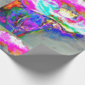 Elegante abstracte roze blauwgroen bloemenschilder cadeaupapier (Hoek)