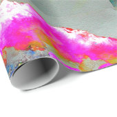 Elegante abstracte roze blauwgroen bloemenschilder cadeaupapier (Rol Hoek)