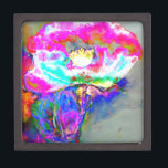 Elegante abstracte roze blauwgroen bloemenschilder premium decoratiedoosje<br><div class="desc">Elegante abstracte roze blauwgroen bloemenschilderij</div>