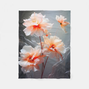 Elegante Abstracte Roze Bloem Mistige Stroom Fleece Deken