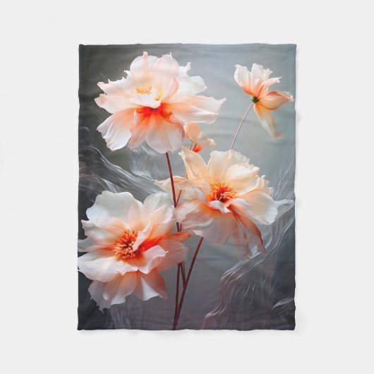 Elegante Abstracte Roze Bloem Mistige Stroom Fleece Deken (Voorkant)