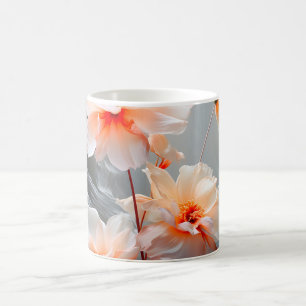 Elegante Abstracte Roze Bloem Nevelige Stroom Koffiemok