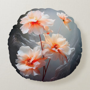 Elegante Abstracte Roze Bloem Nevelige Stroom Rond Kussen