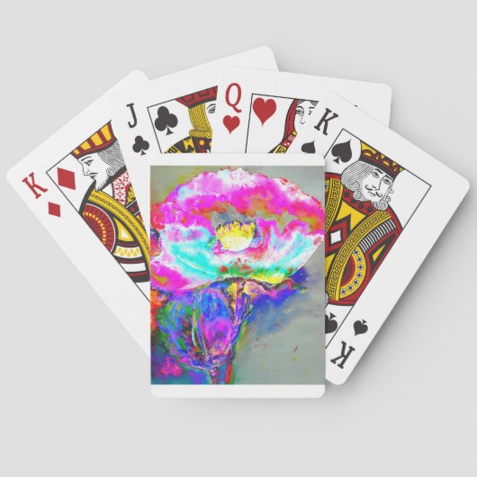 Elegante abstracte Roze Bloemen Poppy schilderij Speelkaarten (Achterkant)