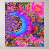 Elegante abstracte roze bloemen zonnebloemen poster (Voorkant)