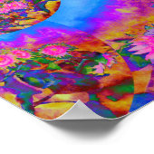 Elegante abstracte roze bloemen zonnebloemen poster (Hoek)