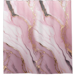 Elegante Abstracte Roze en Gouden Boheemse Douchegordijn
